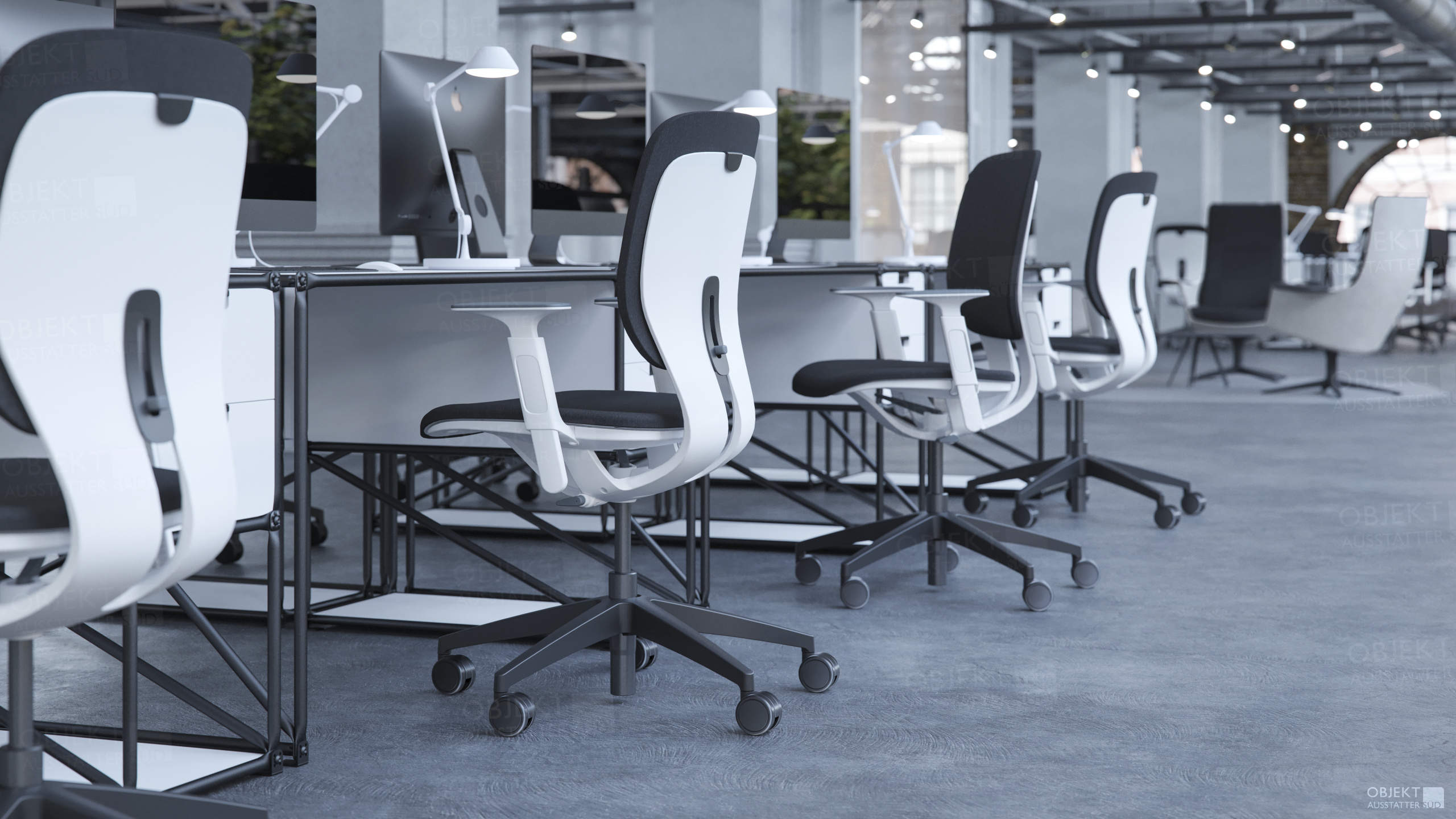 Modernes Großraumbüro zeitgemäß eingerichtet von den Objektausstattern Süd!